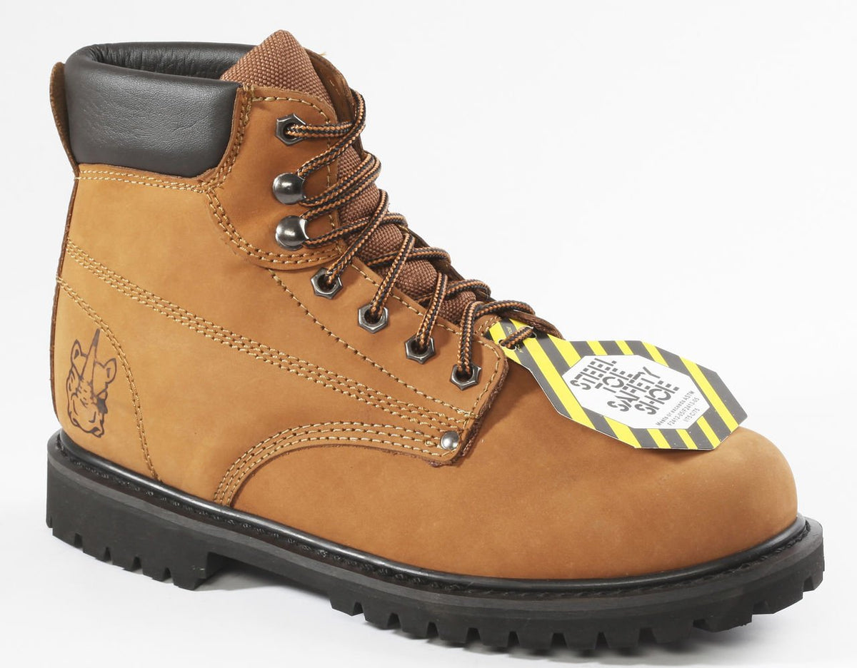 68S58 - Rhino 6 Inch Safety Toe Lug Nubuck Work Boot - Brown