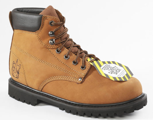 68S58 - Rhino 6 Inch Safety Toe Lug Nubuck Work Boot - Brown
