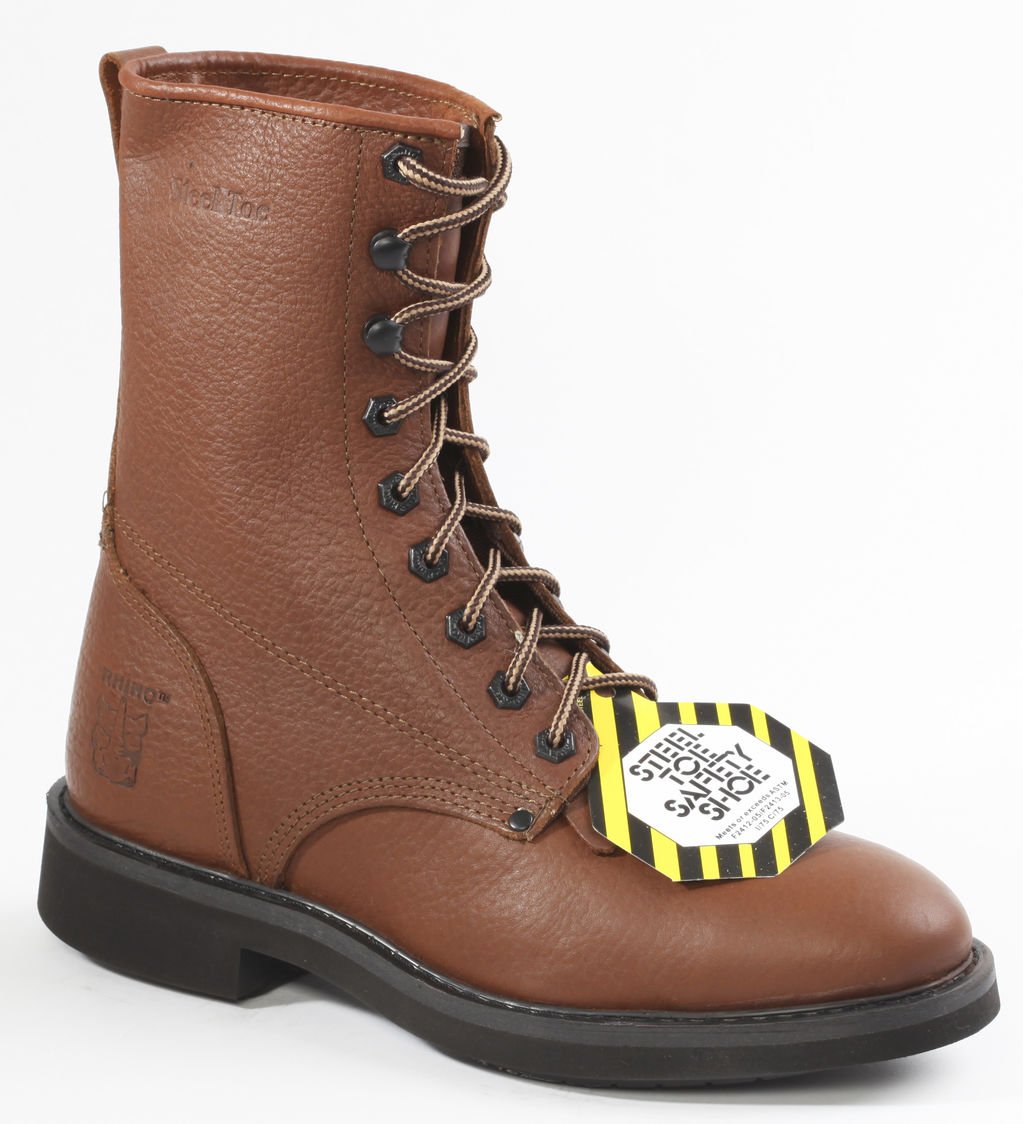 87S24 - Rhino 10 inch Safety Toe Kiltie Logger - Brown
