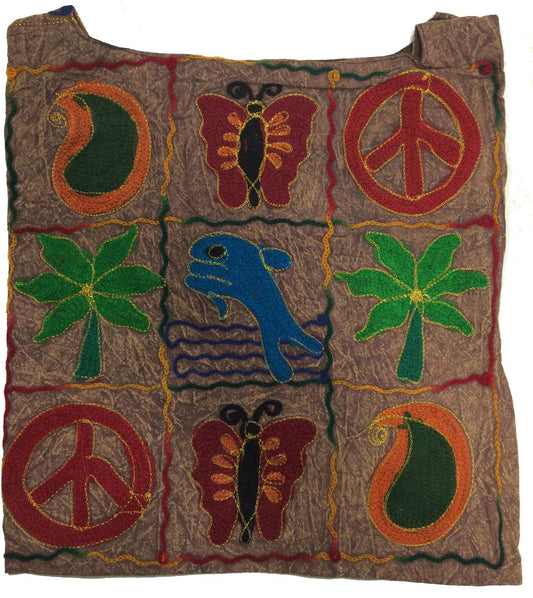 Cotton Cross Body Peace Butterfly Dolphin Gypsy Bohemian messenger Bag Handmade in Nepal