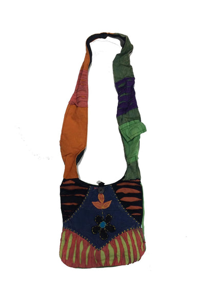 Cotton Cross Body Flower Gypsy Bohemian messenger Bag Handmade in Nepal