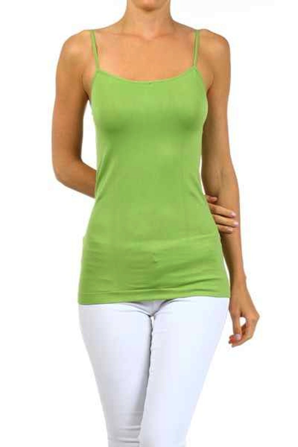 LOLA's Ladies Womens Solid Black Seamless Regular Length Cami Top